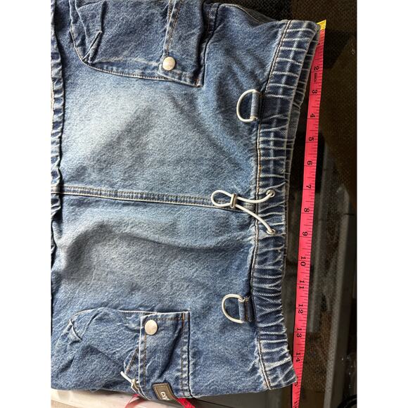 Coperni Cargo Skirt Medium Wash Denim Button Flap Pockets Mini A-Line Blue 4 - Picture 11 of 13